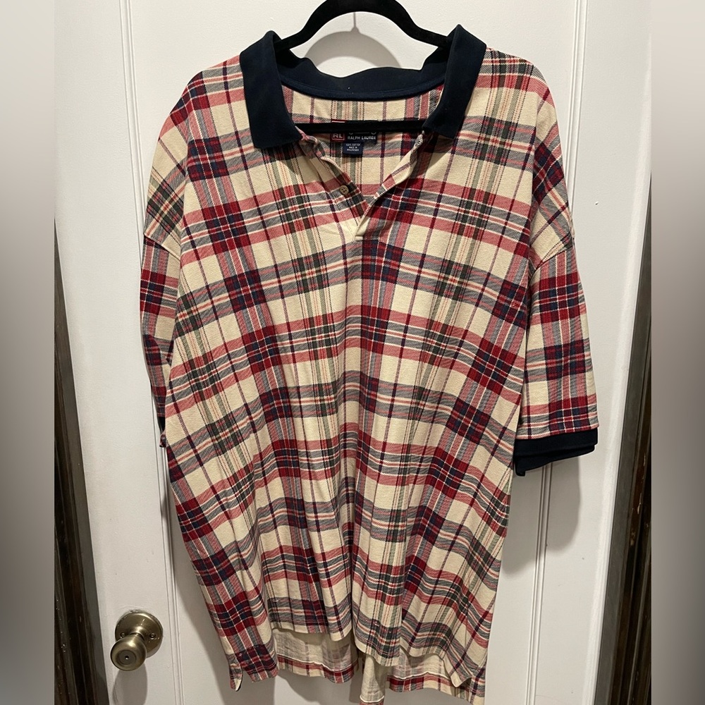 4XL Vintage Ralph Lauren Cream & Red Chaps Big and Tall Polo